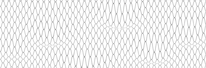 Fishing or soccer net. Repeated hexagon pattern. Black wired mesh texture isolated on white background. Metallic or fabric fence, cage or lattice structure. Vector graphic Illustration. © anwar