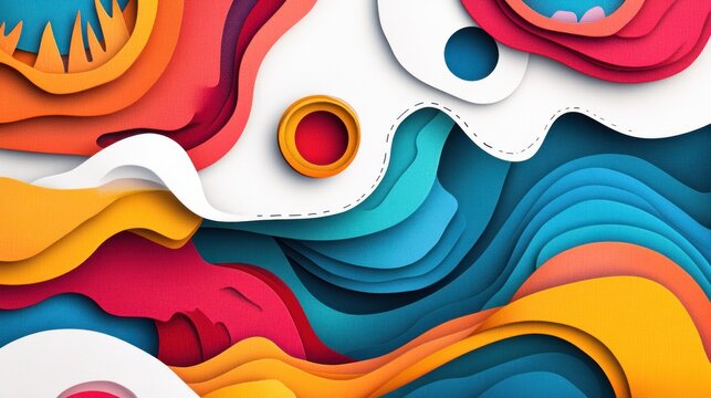 Vibrant, layered paper art design