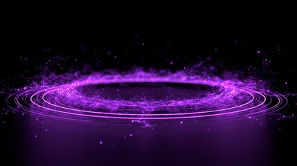 Obraz premium Focused medium shot capturing pulsating purple energy surging through a hightech cyber network showcasing a glowing flat and 3D hybrid interface against a dark minimalist