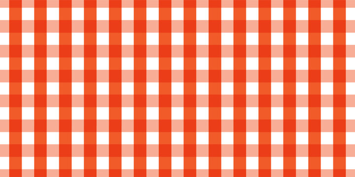Halloween checkered tablecloth with orange plaid pattern background. Flat vector illustration isolated
