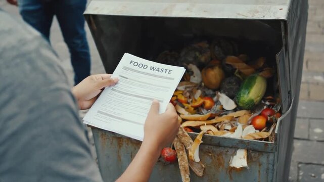 Food waste. Food in the trash.