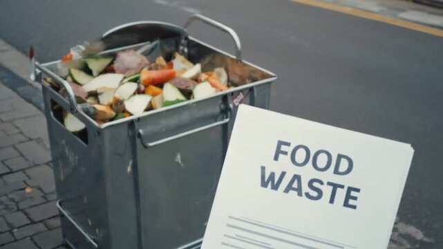 Food waste. Food in the trash.