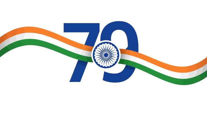 India Independence Day Celebration with Tricolor Flag and Emblem.