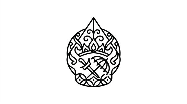 Traditional Indonesian Wayang Kulit Puppet Emblem.