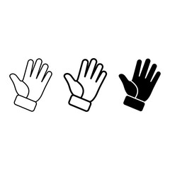 Obraz premium Hand icon set, outline, solid, silhouette, white background, vector illustration