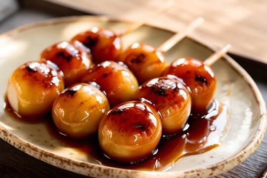 みたらし団子のつやと甘辛いたれの質感を表現した和菓子素材