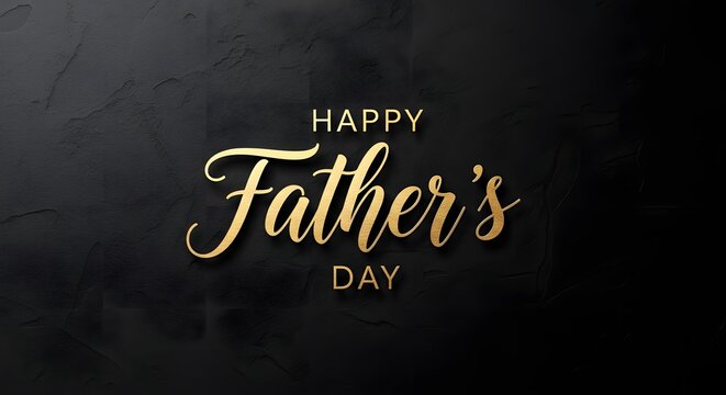 Happy fathers day gold typography elegant black textured background greeting