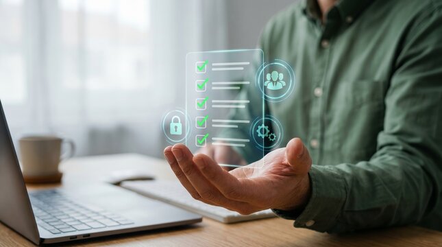 Digital verification of identity and security with a futuristic holographic interface