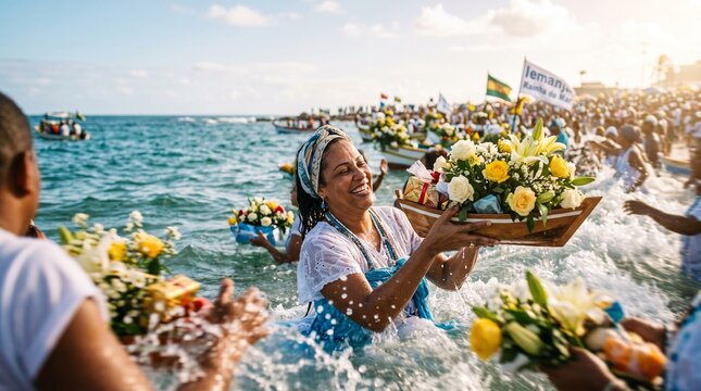 Festa de Iemanj&aacute; na praia do Rio Vermelho em Salvador Bahia