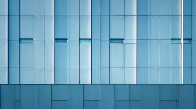 Modern Industrial Building Facade with Blue Glass Windows and Minimalist Design