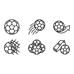 Obraz premium Soccer ball icon set, outline style, white background