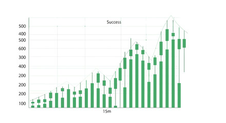 Fototapeta premium Green financial growth chart showing increasing success over time.