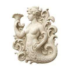 Obraz premium PNG Elegant mythical mermaid stone sculpture