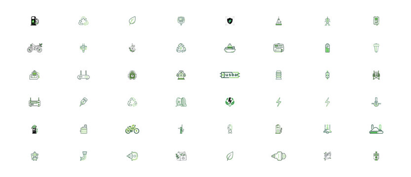Green Energy and Sustainability Icon Set
