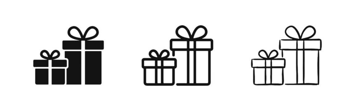 Two Gift Boxes Present Icon Set - Celebration and Surprise Gift Symbols