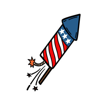 Hand-drawn firework rocket illustration, designed for festive celebrations and joyful events