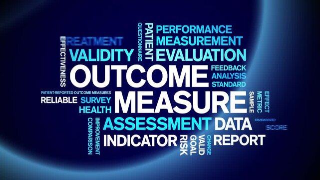 Outcome Measure animated word cloud-text design animation tag kinetic typography seamless loop.