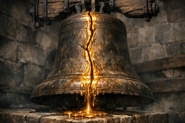 Obraz premium A large bell with a noticeable crack in the middle