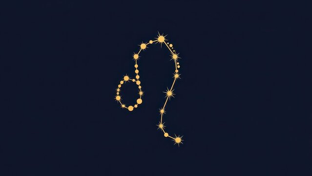 Golden Leo Constellation on Dark Blue Background.