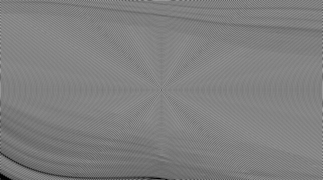 Abstract circular moire pattern effect with high contrast black