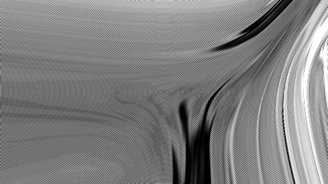 Abstract black and white moire pattern with organic flowing wave
