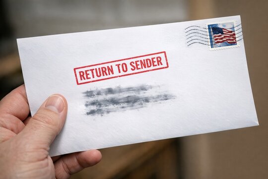 A person holds a letter or package with a postmark stamp, perfect for postal themed designs and illustrations