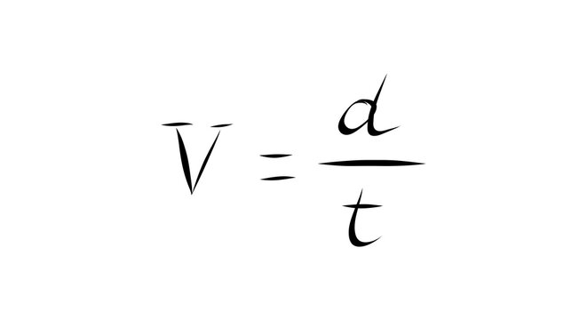 Kinematic Ratio Velocity Expression in Minimalist Scientific Layout, v = d/t, average velocity formula, kinematic motion ratio