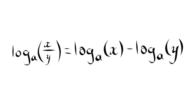 Logarithm Quotient Rule Showing Log Base a of x over y Equals Difference of Logarithms in Clean Math Typography, logₐ(x/y) = logₐ(x) &minus; logₐ(y), logarithm quotient identity, algebraic log rule