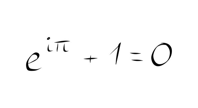 Euler&rsquo;s Identity Equation Showing e to the i&pi; Plus One Equals Zero in Clean Mathematical Typography, e^(i&pi;) + 1 = 0, complex exponential identity, fundamental Euler formula