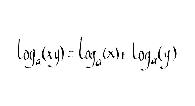 Logarithm Product Rule Showing Log Base a of xy Equals Sum of Individual Logarithms in Clean Math Typography, logₐ(xy) = logₐ(x) + logₐ(y), logarithm product identity, algebraic log rule