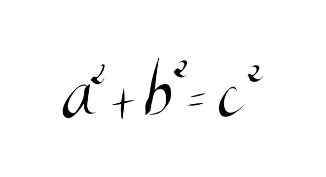 Pythagorean Theorem Equation in Clean Mathematical Typography, right triangle formula, a&sup2; + b&sup2; = c&sup2;, hypotenuse relation