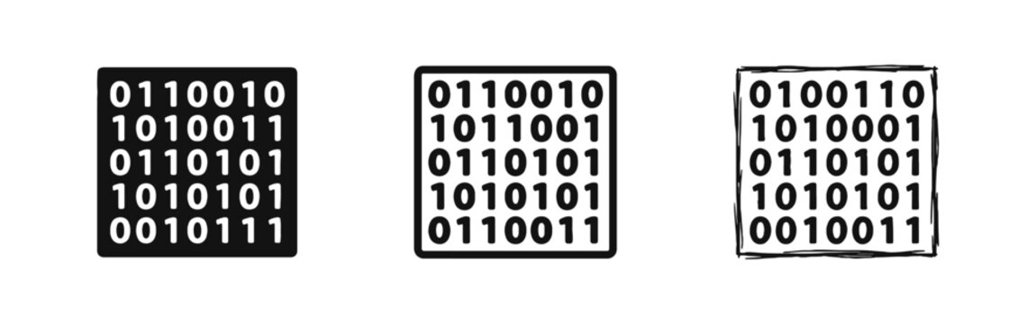 Digital Binary Code Data and Programming Icon Set