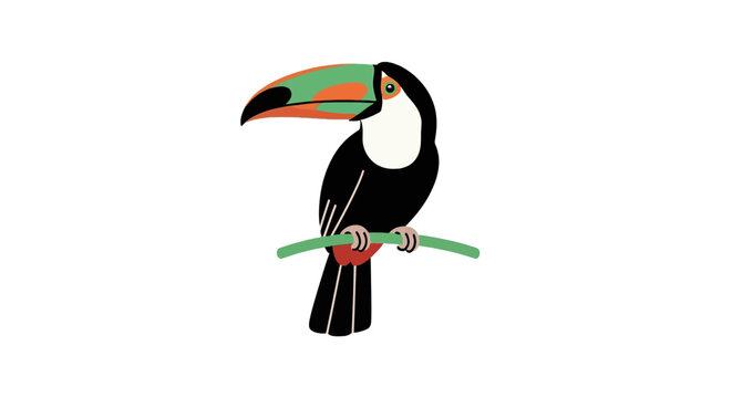 Tropical toucan birds in colorful halftone dot pattern