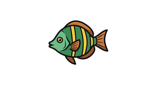 Colorful tropical fish border with halftone dot pattern