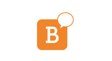 speech bubble icon with letter b orange flat design © ANISURRAHMAN
