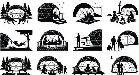 Geodesic dome tents in outdoor recreational settings © RUMA AKTHER