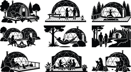 People relaxing in geodesic dome homes © RUMA AKTHER