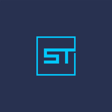 ST monogram logo inside square shape with light blue color.