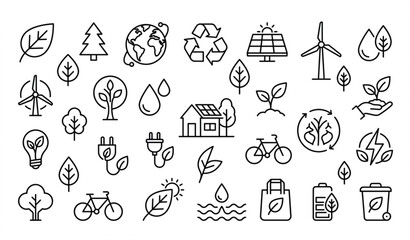 Fototapeta premium Eco friendly icons and sustainable living symbols