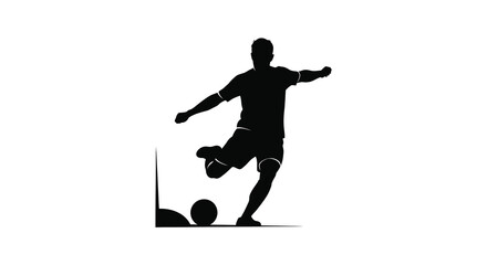 soccer player silhouette kicking ball on white background © MDHABiBUR