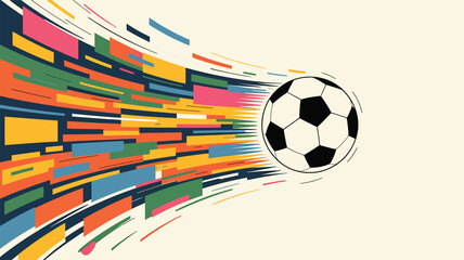 A soccer ball flying through the air with vibrant streaks in the background. © MdSaiful