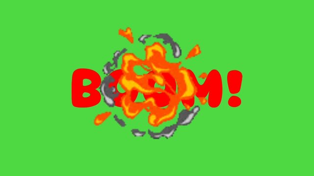 Animated cartoon bomb icon with a looping motion on a green background. War, explosions, warning.