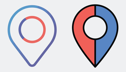 Two colorful map pins representing football World Cup locations on a white background. © MdSaiful