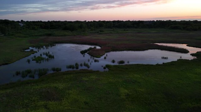 Aerial Drone View of Mile Long Bridge over Saylorville Lake, Iowa
