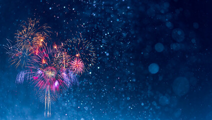 Obraz premium Fireworks with Abstract bokeh background