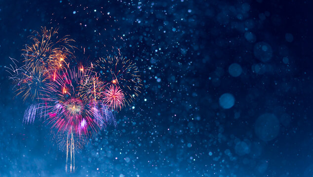 Fireworks with Abstract bokeh background