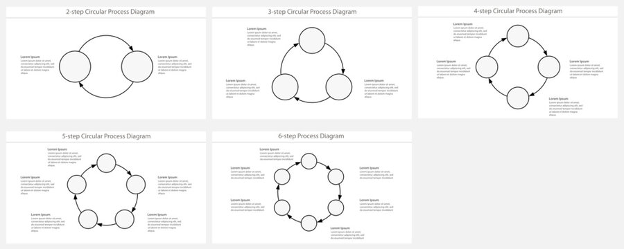 Circular Process Diagram Template Set with Two to Six Steps