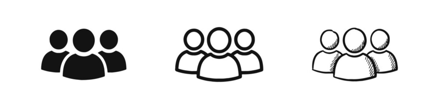 People group and team icon set, community and users symbol, staff and partnership collective, vector illustration