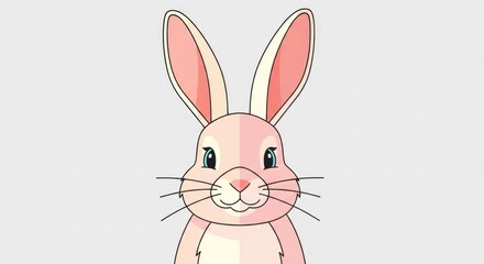 Obraz premium Cute Cartoon Pink Rabbit Illustration.