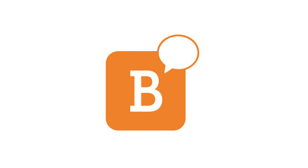 speech bubble icon with letter b orange and white © MSTMARIA